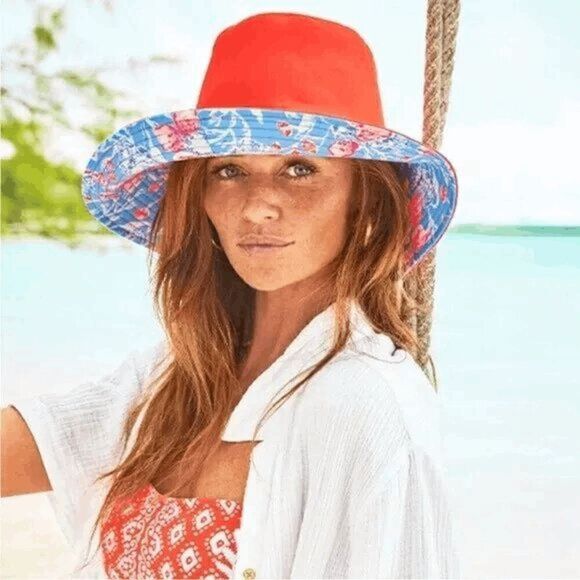 🌺 LILLY PULITZER Women's Reversible Floral UPF 50+ Coverage Canvas Sun Hat NWT - Picture 5 of 14